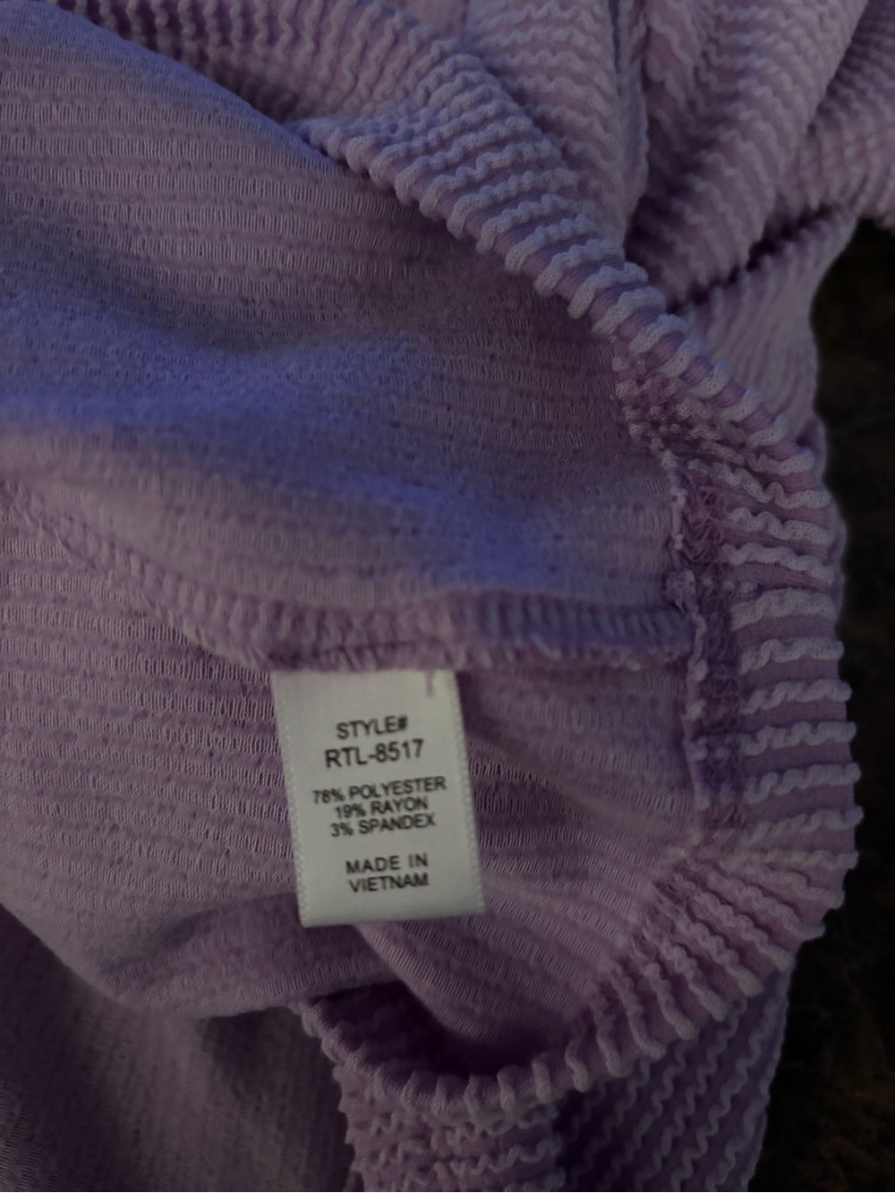 Lilac Ribbed Pocket Tee. Small/Medium. - Picture 6 of 6